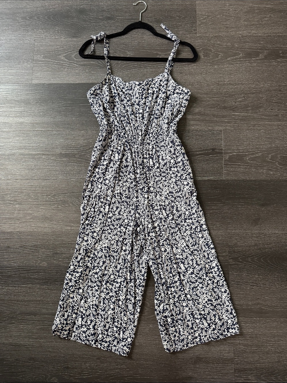 Gap Womens Navy and White Floral Wide-Leg Jumpsuit